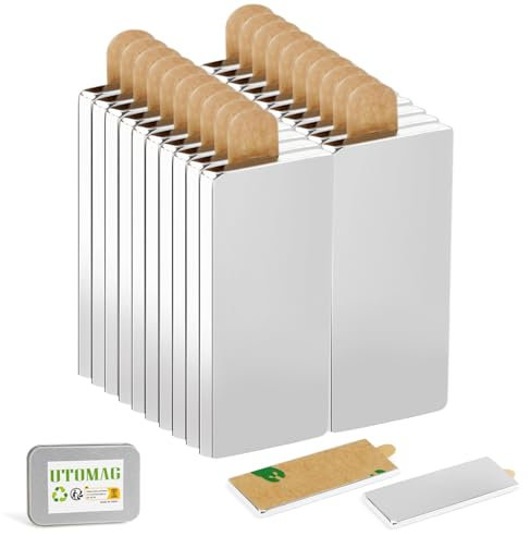 20 Stück Selbstklebende Magnete 30x10x1mm, Neodym Magnete, Selbstklebende Flache Magnetplättchen, Seltenerdmagnete für Whiteboard, Kühlschrank, Fotos, Magnettafel, Basteln, Jalousien