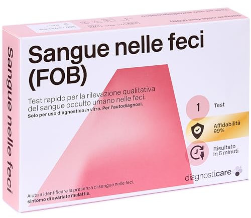 Test Sangue Occulto nelle Feci (FOB) Certificato CE 0123 - Risultato in 5 Minuti - Test per Sangue Occulto nelle Feci (FOB) Sigillato e Sterile - Registrato presso il Ministero della Salute Italiana