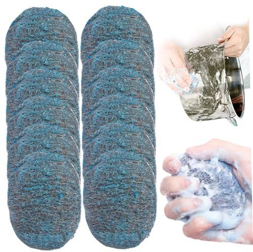 Tampon jex avec Savon tampons à récurer en laine en acier Reutilisables Poussions de laine en acier Tafl à récurer tampons jex pour Nettoyer la Cuisine, L'évier et Le Bol 12 PCS