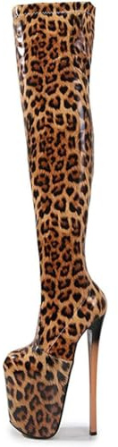 SPONYBORTY Dam Overknee stövlar 18 cm stilett mode stretch patent läder plattform Overknee högklackade stövlar sexig strippare klubb stång dansskor lår/A/39EU