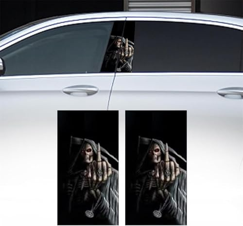 PETSBURG 2 Stück Auto-Mittelsäulen-Aufkleber, HD-Gedruckter PVC-Totenkopf-Aufkleber, Halloween-PVC-Totenkopf-Aufkleber, personalisierter Totenkopf-Auto-Aufkleber für Auto, Kratzfeste Aufkleber (SE)