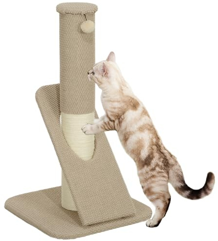 Rascador PawHut 84 cm de Altura rascador con Pelota de Juego, rascador de sisal para Gatos árbol para Gatos pequeños, Muebles rascadores para Gatos, Blanco Crema