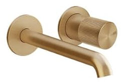 Gessi Habito 70588 - Miscelatore monocomando per lavabo, senza scarico, sporgenza 171-201 mm, montaggio a parete, RIGATO 70588, colore: bronzo caldo spazzolato PVD