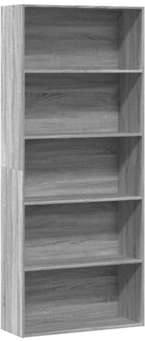 Myheimly Bücherregal Standregal Aktenregal Wandregal Raumteiler Regal Raumtrenner Büroregal Mehrzweckregal Grau Sonoma 80x30x189 cm Holzwerkstoff