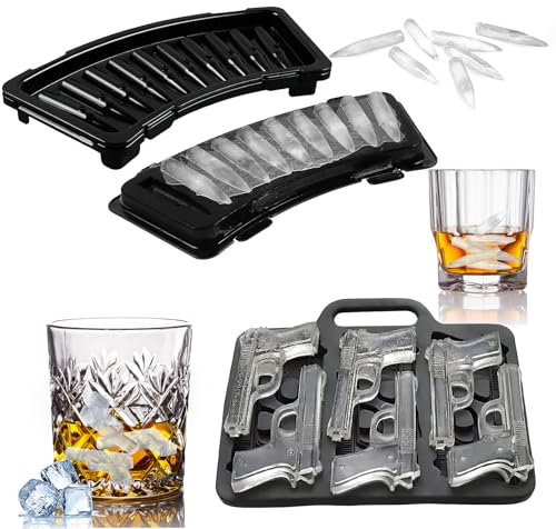 dellyy Molde para Hielo de Silicona, Bandeja Cubitos de Hielo Molde Pistool, Cubitos Hielo Reutilizables Molde, Molde Silicona Rectangular, Molde para Cubitos de Hielo Caseros