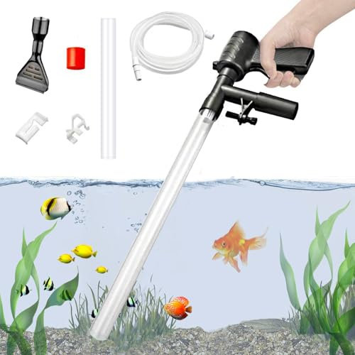 Aquarium Sauger, 6 in 1 Starke Aquarium Reiniger Einstellbarer Aquarium Reinigungsset, Fisch Tank Aquarium Kiesreiniger Set für Wasserwechsel Sandwaschen und Wasserumwälzung