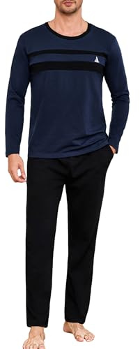 Marvmys Pyjama Homme Hiver Coton Ensembles De Pyjamas à Chauds Manches Longues Vêtements De Détente Deux Pièces Confortable Doux S-3XL