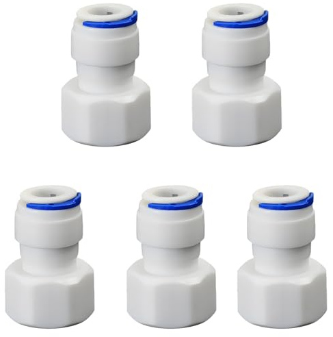 1/2 Female Thread Straight x 3/8 PE Hose OD Push-In Quick-Connect Fitting for RO Reverse Osmosis Water Filter Plastic Joint, Beverage Dispenser & Water Filtration/Purification Systems (5PCS)
