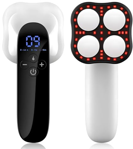 Journeyside Massaggiatore Anticellulite Elettrico 4 in 1, Massaggiatore Anticellulite Professionale, 10 Livelli di Intensità, 3 Modalità, Funzione Temperatura Costante, Adatto Braccia, Fianchi, Gambe