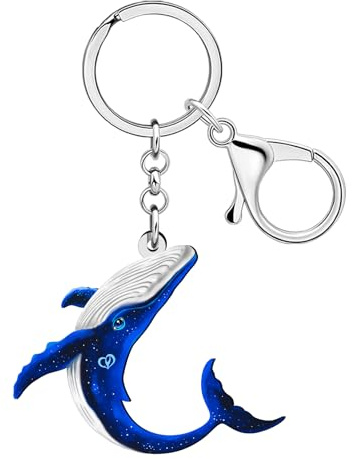 WEVENI Acrylique Bleu Baleine Porte-clés Animaux Accessoires Porte-clés Baleine Cadeaux pour Femmes Filles Enfants Filles Sac à dos Porte- Monnaie Charms