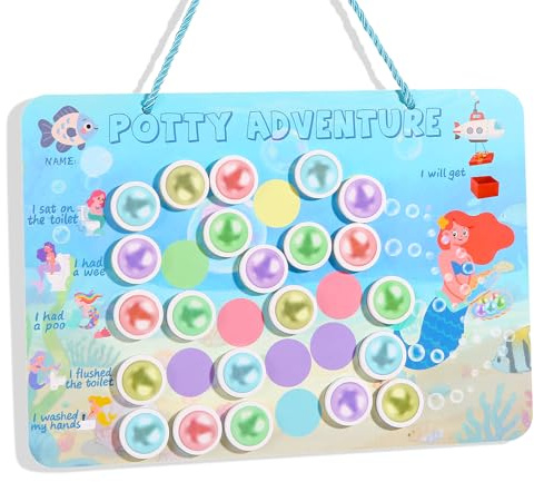 Reusable Magnetic Potty Training Chart, Made of EVA Foam - Includes Hanging Rope and Strong Double Sided Glue Dot, Durable and Engaging Toddler Potty Training Reward Board (Mermaid)