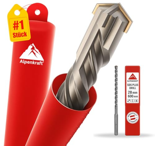 SDS Plus Bohrer Set (28 x 600 mm): Betonbohrer Kreuzschneide | Größen Ø 20, 24, 25, 28, 32, 40, 50, 55 mm | Länge 320–1000 mm | Hartmetall-Spitze für Beton, Stein & Mauerwerk (28 x 600 mm)