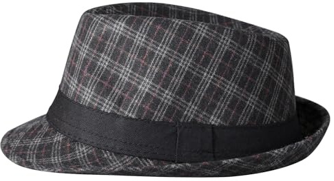 Klassischer Manhattan Fedora Hut für Herren 20er Jahre Trilby Fedora-Hut Gangster Vintage Filz Patenvater Gentleman Hut Panama Jazz Cap, Schwarz, L-XL