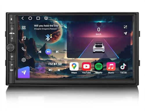 Erisin 7 Inch 8-Core 8GB RAM+128GB ROM Universal Android 14 Car Stereo with Sat Nav Head Unit Double Din Support Bluetooth 5.1 Wireless CarPlay Android Auto WiFi 4G DAB+ DSP DVR FM Radio RDS TPMS
