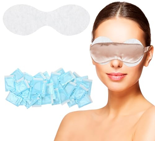 Heigble 100 Count 100% Natural Cotton Hygienic Eyelid Sheets Bulk Individually Wrapped Eye Mask Gauze Clean Wipes Sheets Use with Heated Eye Mask Warm Hot Compress for Homeless Travel Skin Care