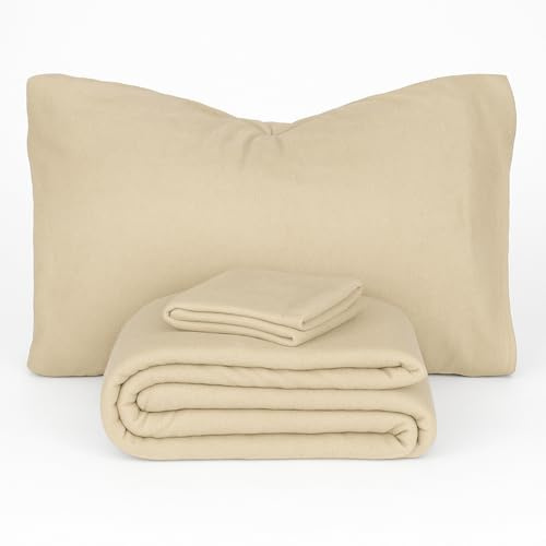 Vionara Home Completo Lenzuola in Pile Tinta Unita, Caldo e Morbido, Set Letto Invernale, Sotto con Angoli Elasticizzati, Alta Qualità, Facile da Lavare, Comfort Avvolgente (Beige, Singolo)
