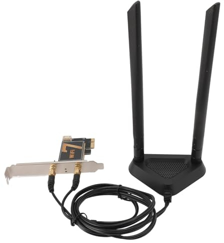 Keenso Carte WiFi PCI Ex1 avec antenne puissante 8 dB pour adaptateur réseau sans fil pour PC de bureau, vitesse rapide pour une meilleure efficacité de travail (avec base d'antenne étendue amovible)