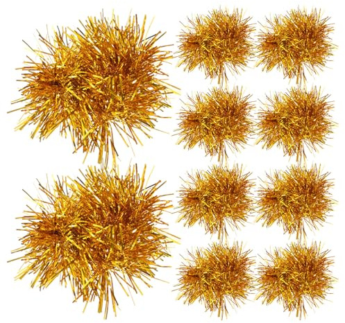Healifty Pompon da Cheerleading Dorati Manico in Plastica Set da 20 Pezzi Pompon Portatili per Spettacoli Sportivi e Team Spirit Accessori per Cheerleader e Feste Sportive