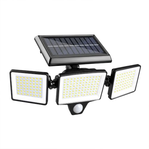 Beuaati Solarlampen für Außen mit Bewegungsmelder, 208 LED 1200LM Solarleuchten für Außen 4 Modi, IP65 Wasserdicht Solarstrahler 270° Beleuchtungswinkel, Solar Wandleuchte für Garten, Terrasse, Garage