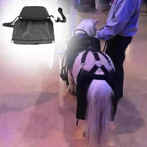 BESTXH Sacchetto Resistente in Tessuto Oxford per Letame di Cavallo, Pannolino Riutilizzabile per Escrementi di Cavallo, Sacchetto Portatile per La Raccolta del Letame di Cavallo,Nero,L