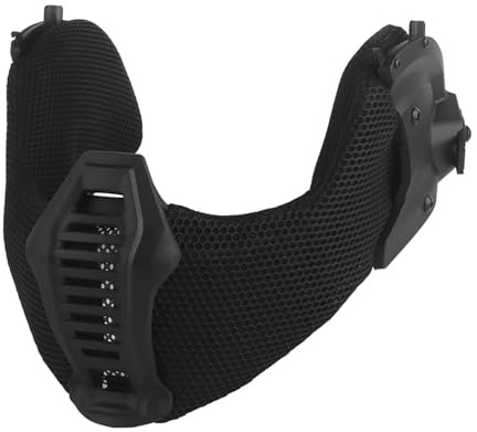 LZAQHMT Tactical Half Face Mesh Mask & Mandible Ear Protection Shield | Adjustable ARC Rail Lower Face Guard for Airsoft Paintball Hunting Shooting Tactical Helmets