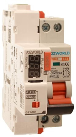 Interruttore Magnetotermico Con Riarmo Automatico, Curva B 32A, 1P+N 6kA, Solo 2 Moduli DIN 220V AC, 3 Tentativi (10s/60s/300s)