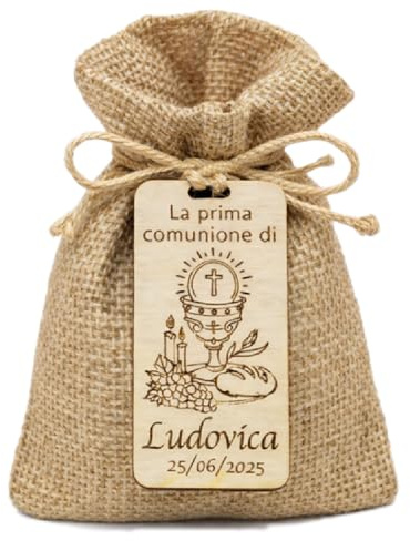 24-34-44 Calamite Prima Comunione Personalizzate con Nome e Data – Bomboniere in Legno Inciso con Filo Juta – Kit Completo Disponibile