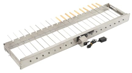 Cozyel Tourne-Broche électrique en Acier Inoxydable avec 19 brochettes et Moteur, Taille réglable 100 x 16-28 cm, Tournebroche Barbecue électrique avec Prise d'alimentation et USB