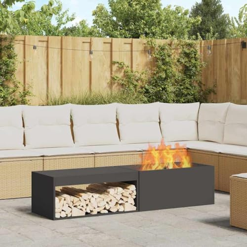 sephironlbb Chimenea negra de acero 160 x 45 x 35 cm, resistente a la intemperie y al calor, ideal para jardín, terraza y exterior con elegante diseño industrial