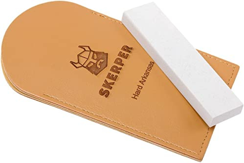 Skerper Arkansas Piedra de Afilar de Bolsillo NAP010 Hard Arkansas en Estuche de Cuero