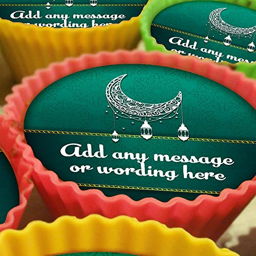 Eid Ul-Adha Green - 20 x 5cm Personalised Edible Cupcake Toppers on Premium Icing
