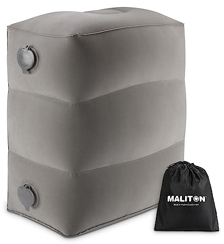 Maliton Viajes Inflable Reposapiés, Almohada Inflable Altura Ajustable Para Aviones, Almohada de Viaje Para Tren,CojíN de Altura Regulable Para Viajes-Gris