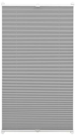 GARDINIA EASYFIX Plissee ohne Bohren, Zum Klemmen, Blickdichtes Falt-Rollo, Inkl. Aller Montage-Teile, 2 Bedienschienen, Schiefer, 65 x 130 cm