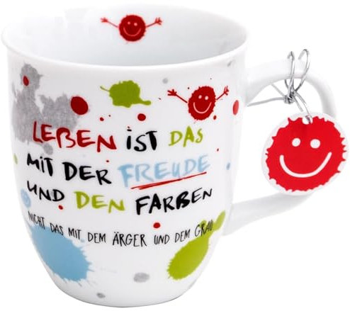 H:)PPY life Tasse mit Motiv Freude | Kaffeetasse, Porzellan, 40 cl | Tasse mit Spruch, Geschenk | 45357