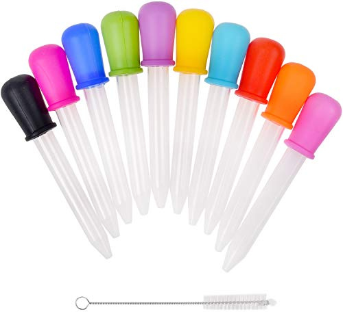 Kare & Kind Liquid Droppers 10 pack - Assorted Colors - Food Safe and Premium Quality Material - Medicine Dropper, Plastic Pipette - Home, School Laboratories - Art, Science, Gummy Making, Oil, Water