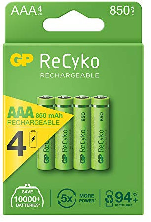 GP ReCyko Wiederaufladbare 4 x 850mAh AAA Batterien Vorgeladene Wiederaufladbare Batterien 850mAh