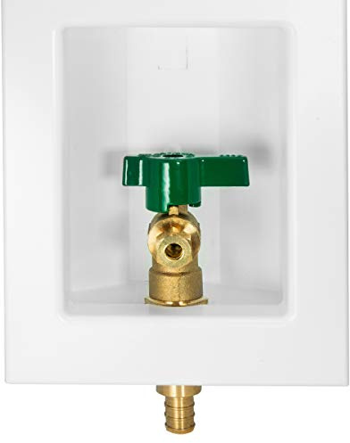 EFIELD Pex Pre-assembled Ice Maker Outlet Box, 1/2-Inch Pex F1807 Crimp with Installed 1/4-Turn Ball Valve, White,(IM002)