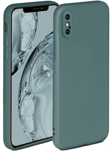 ONEFLOW Soft Case für iPhone X/iPhone XS Hülle aus Silikon mit Kameraschutz, Silikonhülle mit erhöhtem Schutz fürs Display, Backcover Schutzhülle, weiche Handyhülle, Petrol
