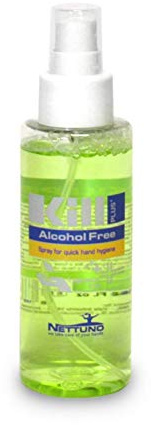 NETTUNO - 24 flaconi di detergente per mani senza risciacquo e senza alcool Kill Plus 100 ml con pompa spray