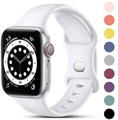 CeMiKa Sport Bracelet Compatible avec Apple Watch 44mm 45mm 46mm 42mm 49mm | Bracelets Silicone Sport Compatible avec iWatch SE SE3 Series 11 10 9 8 7 6 5 4 3 Ultra 3 2 1 pour Femmes Hommes, Blanc