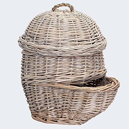 Antikas - Cesto cipolla in rattan, contenitore per alimenti, decorazione, articolo da cucina