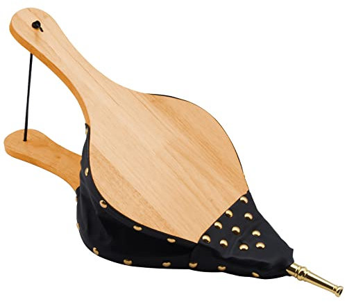 Fireplace Bellows, 19x8 Indoor for Fire Pit Wood Stove, Large Air Blower With Cast Nozzle, for Outdoor Camping (Oak Wood)