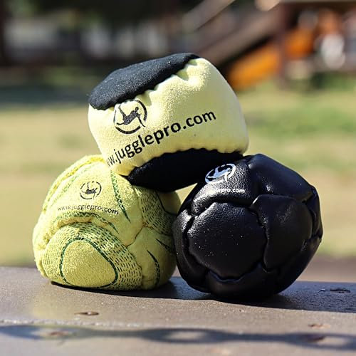 Footbag Hacky Sack 3er Set – Freestyle – Handgenäht mit verstärkten Nähten & Amara Ultra Suede – Jonglierbälle für Anfänger & Profis – Für Indoor & Outdoor geeignet