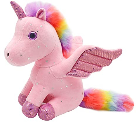 Heionia Plüschtier Einhorn Puppe Plüschtiere Plüschtiere Geburtstagsgeschenk Mädchen Kinder 23 cm (Rosa)