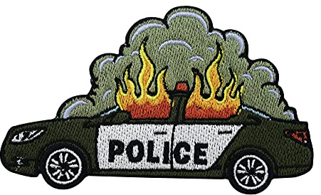 Finally Home Brennendes Polizeiauto Patch zum Aufbügeln - Statement | Punk & Anarchy Aufnäher zum Aufbügeln – auch für Jacke, Tasche & Rucksack.