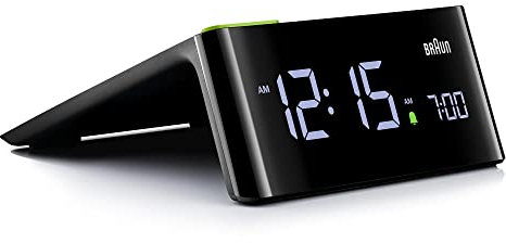 Braun Digitaler Wecker mit LCD-Display, Schlummertaste, Quick Set, automatisch anpassbare Display-Helligkeit, Signaltonalarm, in Schwarz, Modell BC16BEU.