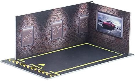 Harilla Auto Modell Parkplatz 1/24, Simulierter Miniatur-Garagenplatz 1/24 PVC Material, DIY Garage Parkplatz Display, Autoparkplatz Bausatz ohne Autos für Mikrolandschaft Diorama Landschaft, B