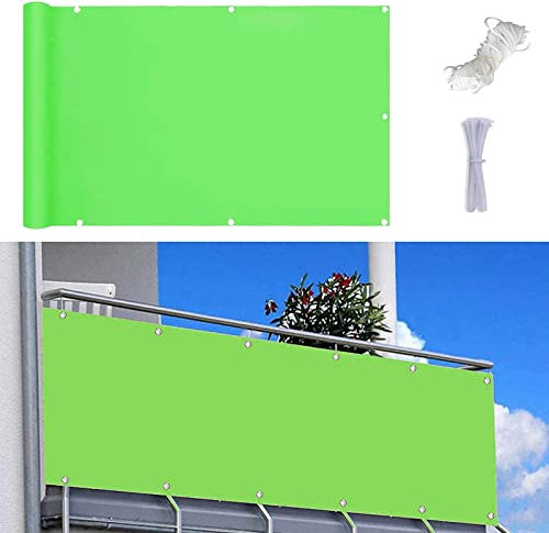 MYUANH Balkon Sichtschutz Balkonabdeckung 1x3.5m Balkon Windschutz UV-Schutz Sonnenschutz Balkon-Verkleidung Balkonschutz Ohne Bohren für Balkongeländer Garten, Grün