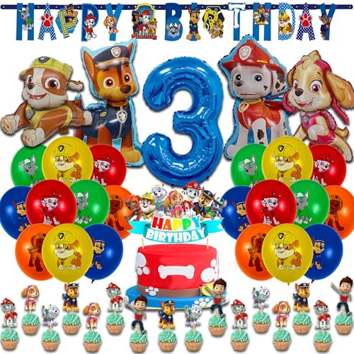 Patrol Geburtstag Deko 3 Jahre geburtstag Luftballons Geburtstagsdeko Patrol Birthday Party Decoration Ballons Banner Folienballons Torten Deko 3 Jahre (Nummer 3)