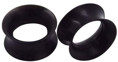 Lieson Flesh Tunnel Set, 2 Stück Flesh Tunnel Silikon Einfach Creolen 10mm Ohr Plug Schwarz